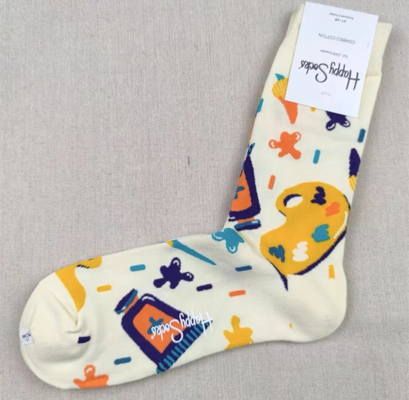 Happy Socks Men's Diamond Check Socks Four Seasons Pure Cotton Geometric Pattern Sports Socks - Image 48