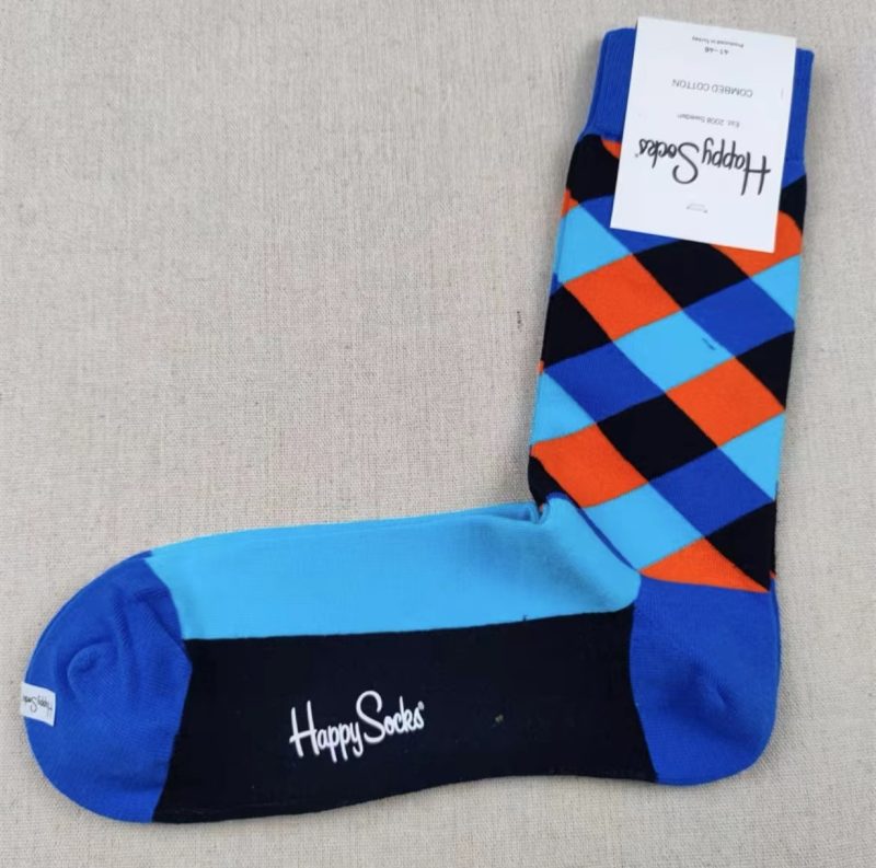 Happy Socks Men's Diamond Check Socks Four Seasons Pure Cotton Geometric Pattern Sports Socks - Image 52