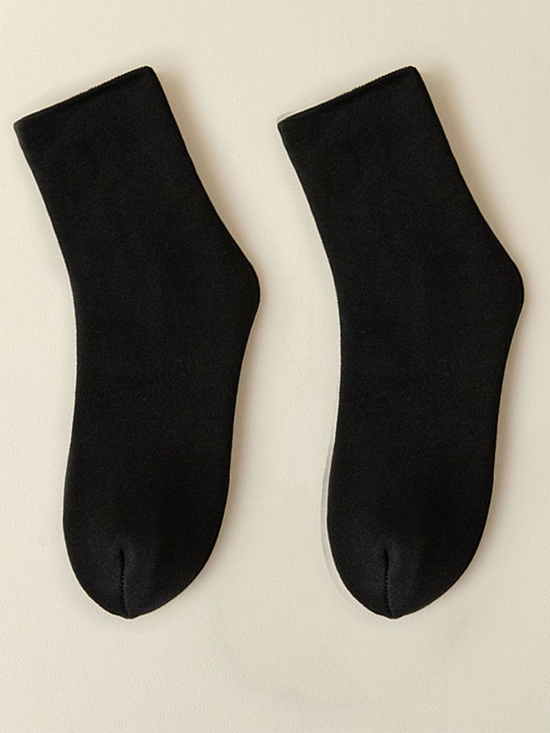 5 Pairs Men's Thick Warm Snow Hiking Socks For Cold Weather, Soft Comfortable Long Socks, Black, Winter - Image 4