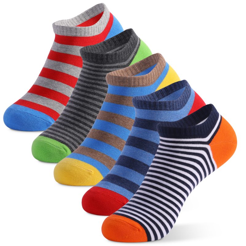 5 Pairs Low Cut Men Socks Solid Color Stripe Breathable Cotton Socks Sport Short Socks Women Men Funny Ankle Socks - Image 7