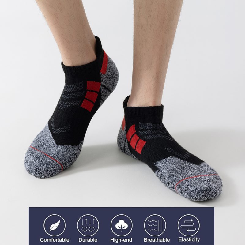 6 Pairs Lot Pack Men's Sports Socks Thick Cushioned Mesh Breathable Comfortable Ear Male Athletic Low Cut Running Ankle Socks - Image 5