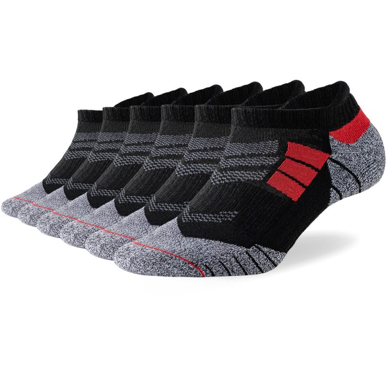 6 Pairs Lot Pack Men's Sports Socks Thick Cushioned Mesh Breathable Comfortable Ear Male Athletic Low Cut Running Ankle Socks - Image 12