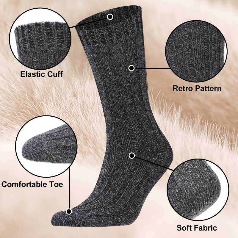 3 Pairs Men Socks Winter Thermal Warm Thick Knit Soft Classical Business Vintage Traditional Casual Crew Boot Socks Gifts - Image 3