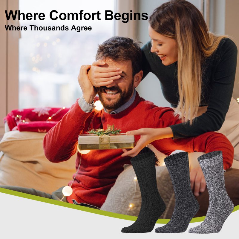 3 Pairs Men Socks Winter Thermal Warm Thick Knit Soft Classical Business Vintage Traditional Casual Crew Boot Socks Gifts - Image 6