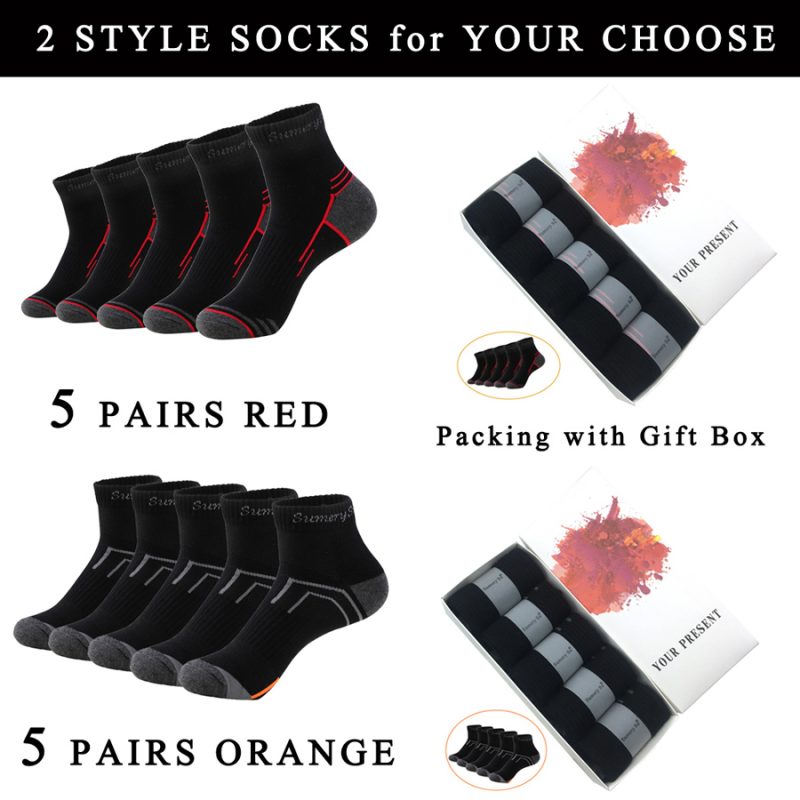 5 Pairs/Box Running Socks Men Sport Outdoor Casual Travel Cotton Stripes Compression Black Sock Gift Hot Sale 2024 - Image 5