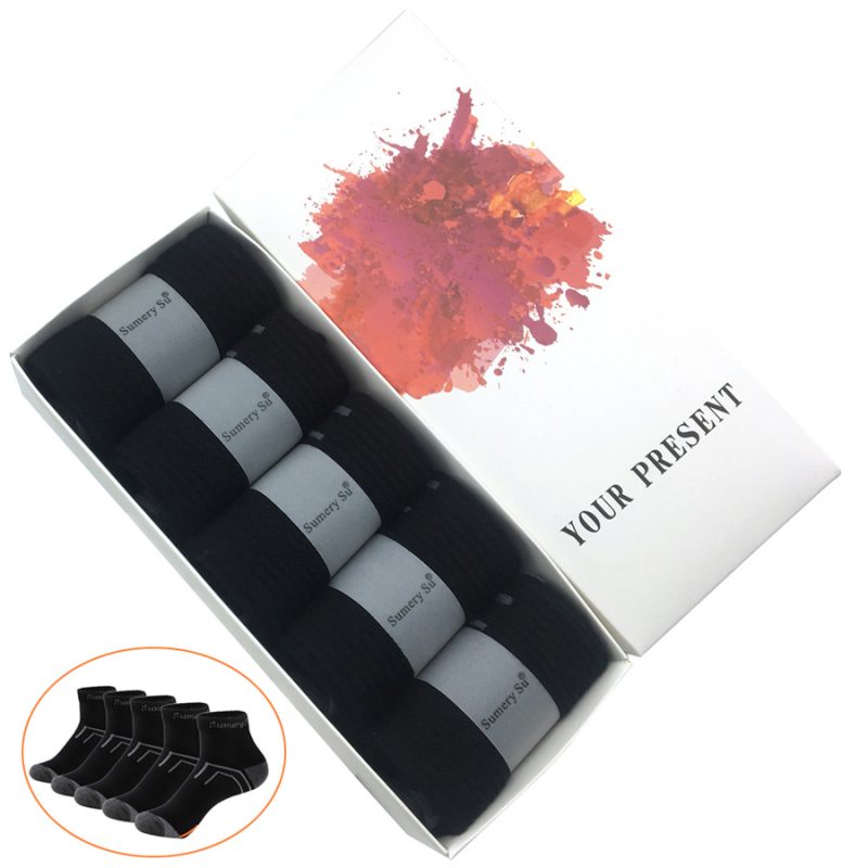 5 Pairs/Box Running Socks Men Sport Outdoor Casual Travel Cotton Stripes Compression Black Sock Gift Hot Sale 2024 - Image 7