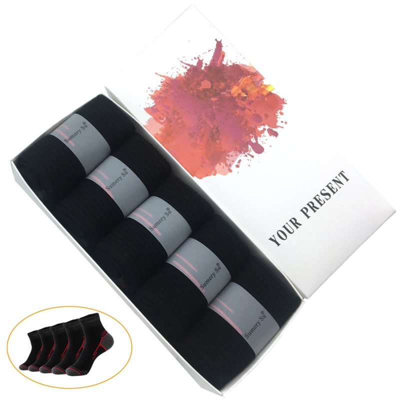 5 Pairs/Box Running Socks Men Sport Outdoor Casual Travel Cotton Stripes Compression Black Sock Gift Hot Sale 2024 - Image 8