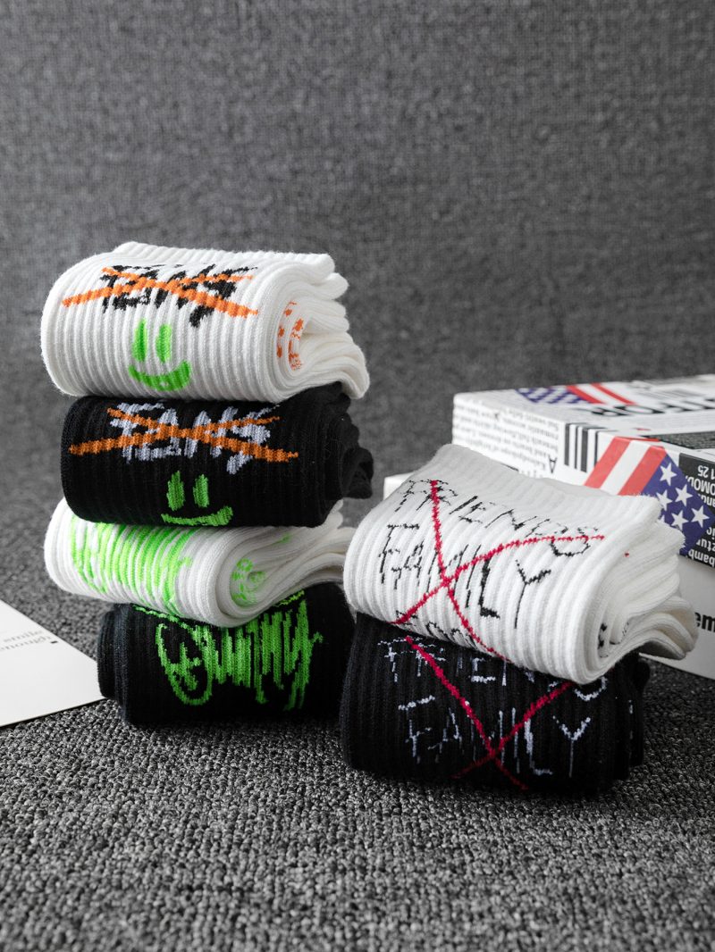 10 pairs of random style men's mid-calf socks with graffiti designs, versatile and casual sports style, soft and comfortable, mo - Image 4