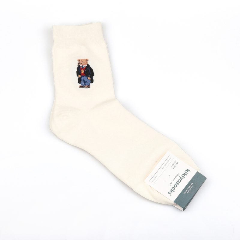 1 Pair Bear Men's Socks Simple Style Cotton Cartoon Gentleman Harajuku Skateboard Spring Winter Warm Novelty Breathable - Image 3