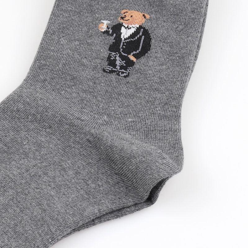 1 Pair Bear Men's Socks Simple Style Cotton Cartoon Gentleman Harajuku Skateboard Spring Winter Warm Novelty Breathable - Image 5