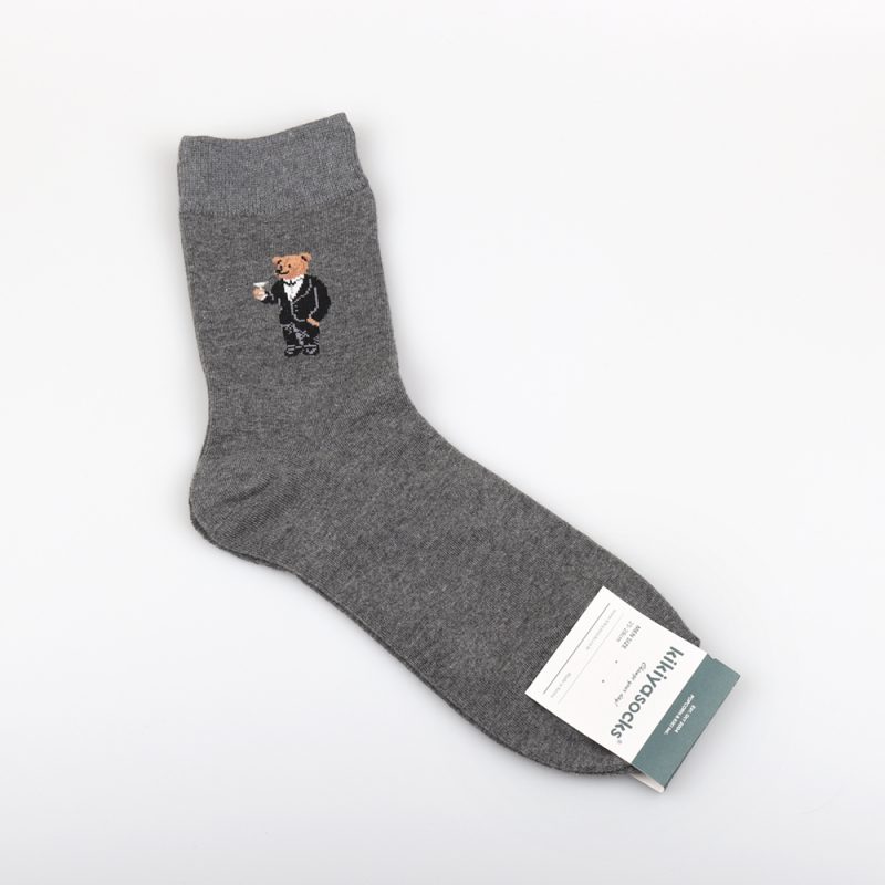 1 Pair Bear Men's Socks Simple Style Cotton Cartoon Gentleman Harajuku Skateboard Spring Winter Warm Novelty Breathable - Image 7