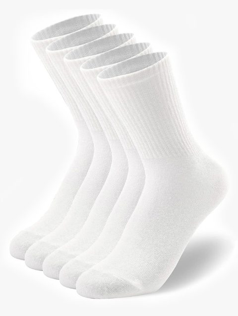 5 Pairs Men Crew Socks Black And White Middle Tube Streetwear Soft Breathable Cotton Casual Socks