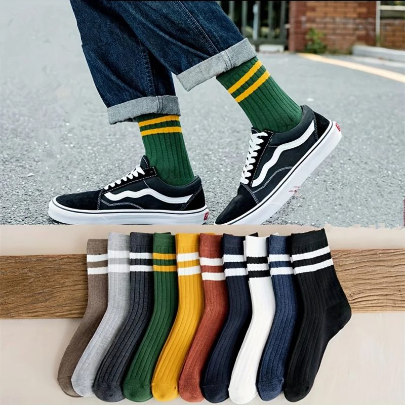 5 Pairs Of Men's Socks, Autumn And Winter Vintage Fun Fashion Athletic Socks, Sports Trend Socks - Image 6