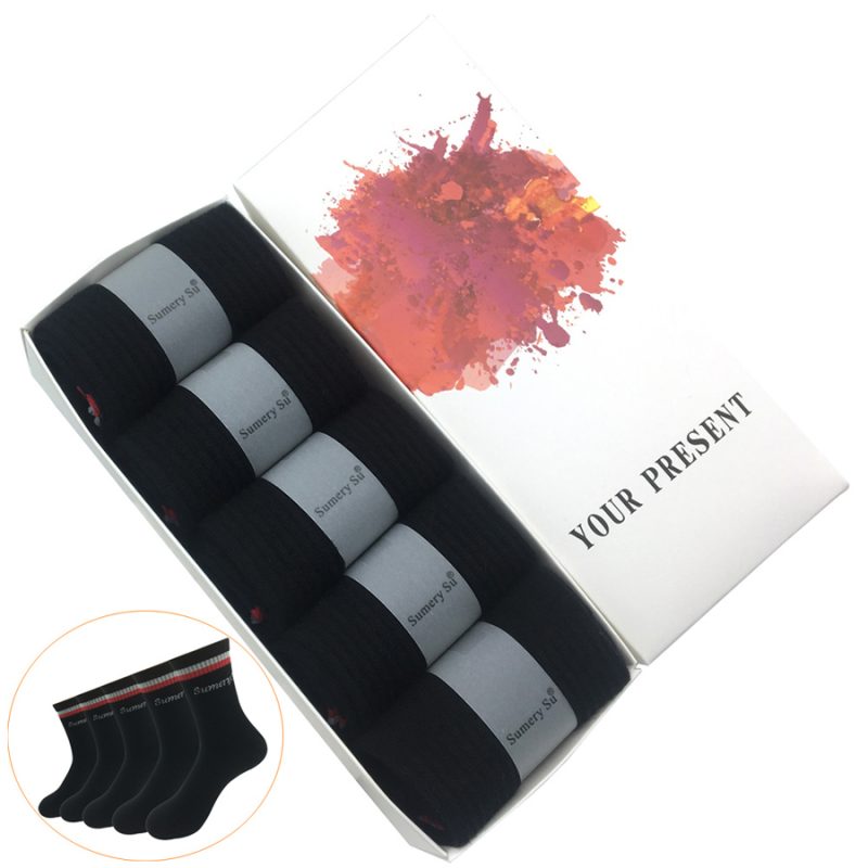 5 Pairs/Lot Mens Socks Running Breathable Sports Trekking Cotton Stripes Solid Compression Crew Long Socks Male Gift Hot Sale - Image 8