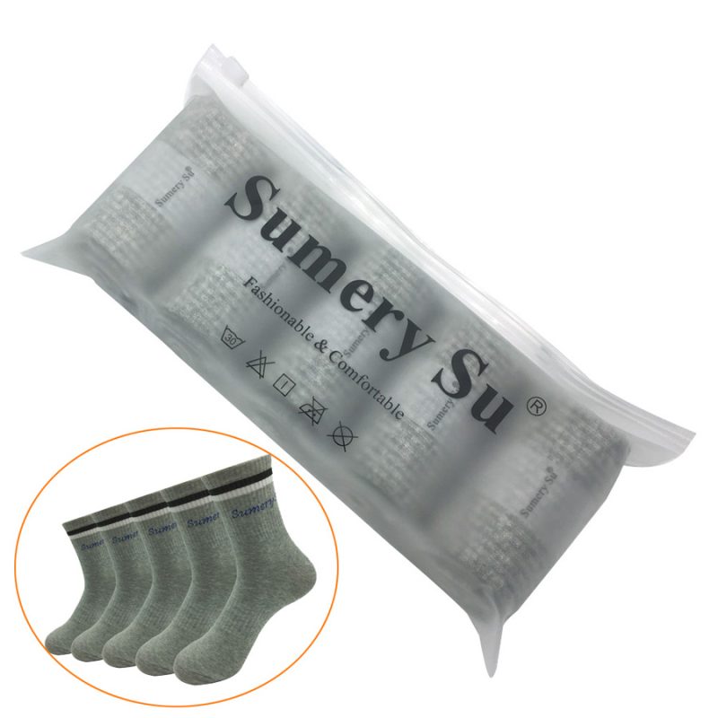 5 Pairs/Lot Mens Socks Running Breathable Sports Trekking Cotton Stripes Solid Compression Crew Long Socks Male Gift Hot Sale - Image 9
