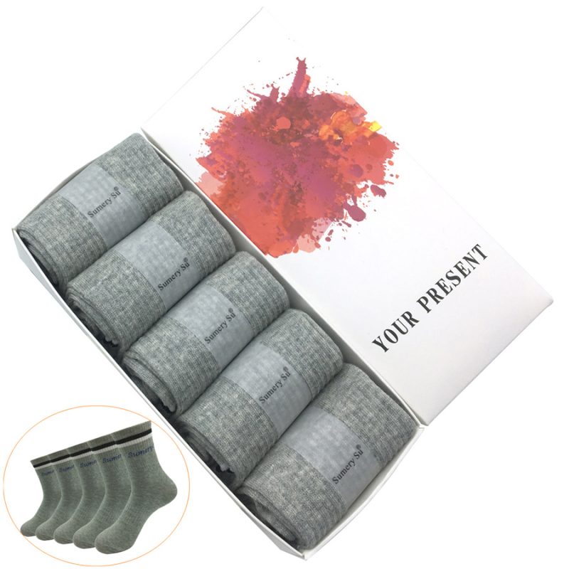 5 Pairs/Lot Mens Socks Running Breathable Sports Trekking Cotton Stripes Solid Compression Crew Long Socks Male Gift Hot Sale - Image 10