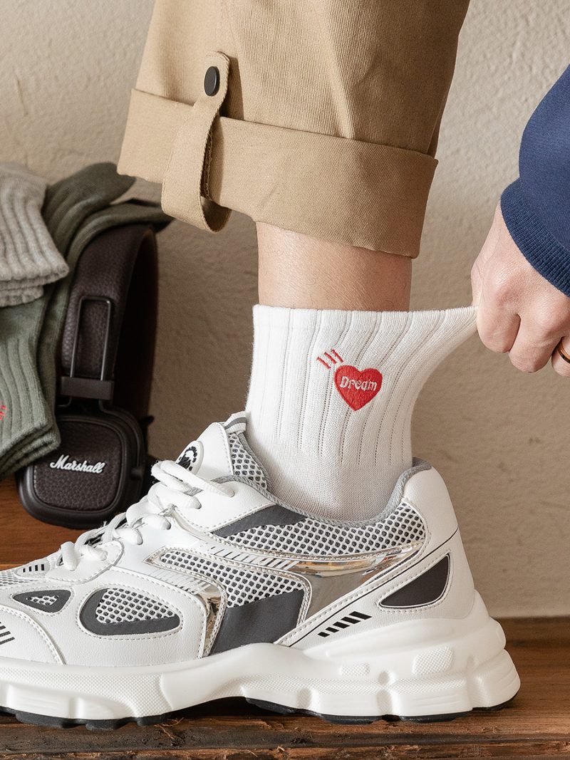 4 Pairs /Box Men Socks Spring Cotton Ventilation Male Female Socks Black Trend Ins Embroidery Deodorization White Sports Socks - Image 6