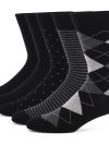 5 Pairs Mens Dress Socks Plus Size，High Quality Combed Cotton Crew Socks，Black Cool Argyle Breathable Casual Socks for men