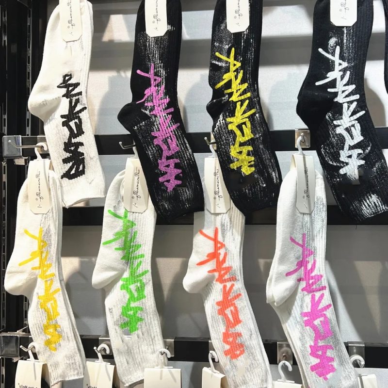 Men's sports socks, cotton casual, soft breathable summer winter for male socks versatile. Letter graffiti personalized socks - Image 2