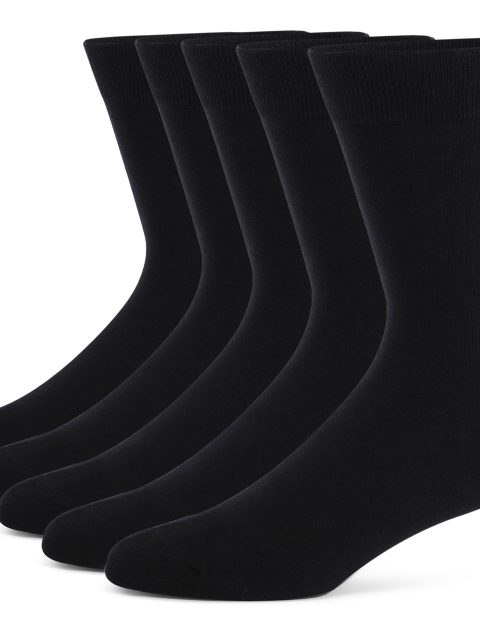 5 Pairs Mens Dress Socks stripe Plus Size，High Quality Combed Cotton Crew Socks，Black Cool Breathable Casual Socks for men