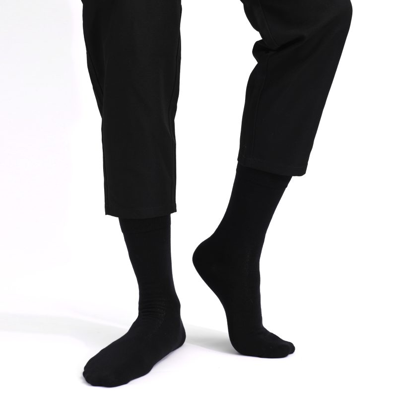 5 Pairs Mens Dress Socks stripe Plus Size，High Quality Combed Cotton Crew Socks，Black Cool Breathable Casual Socks for men - Image 4