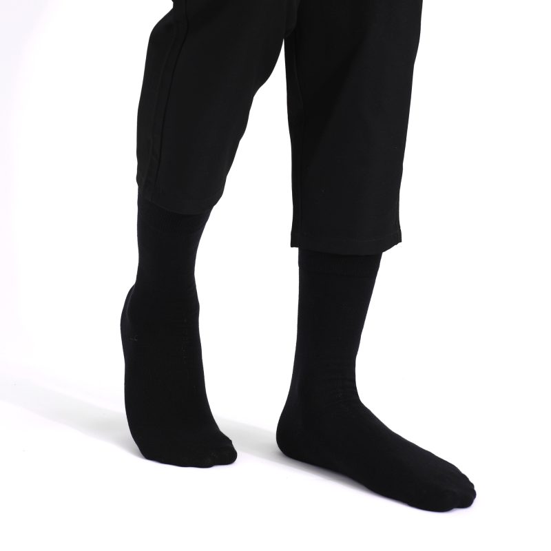 5 Pairs Mens Dress Socks stripe Plus Size，High Quality Combed Cotton Crew Socks，Black Cool Breathable Casual Socks for men - Image 5