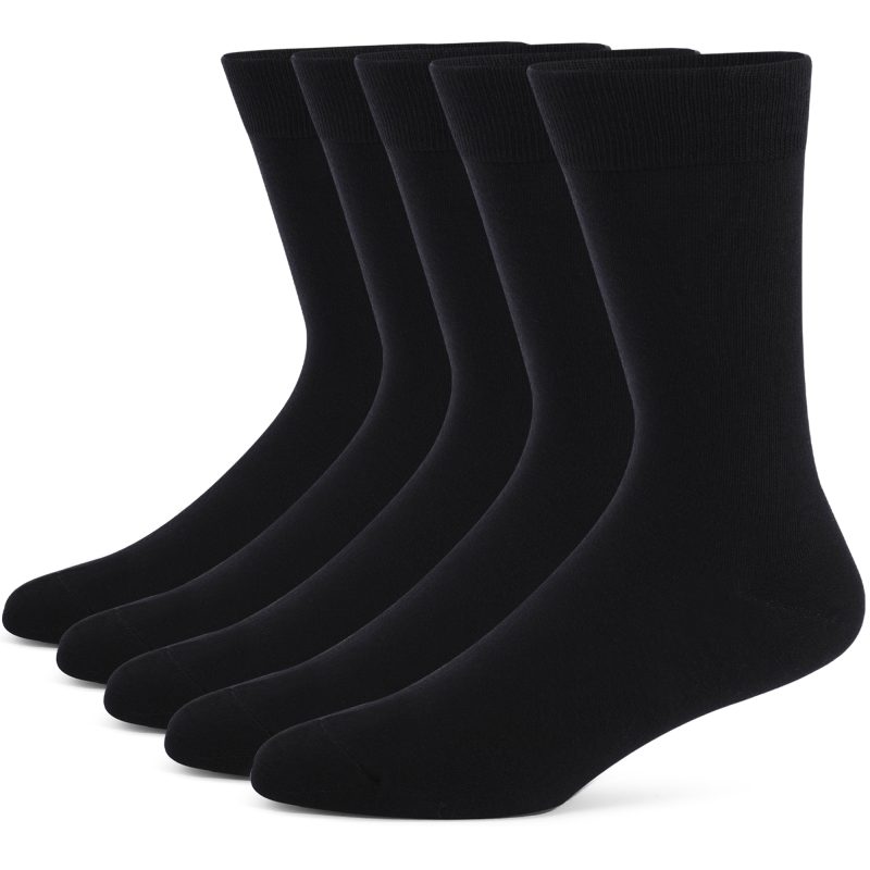5 Pairs Mens Dress Socks stripe Plus Size，High Quality Combed Cotton Crew Socks，Black Cool Breathable Casual Socks for men - Image 9