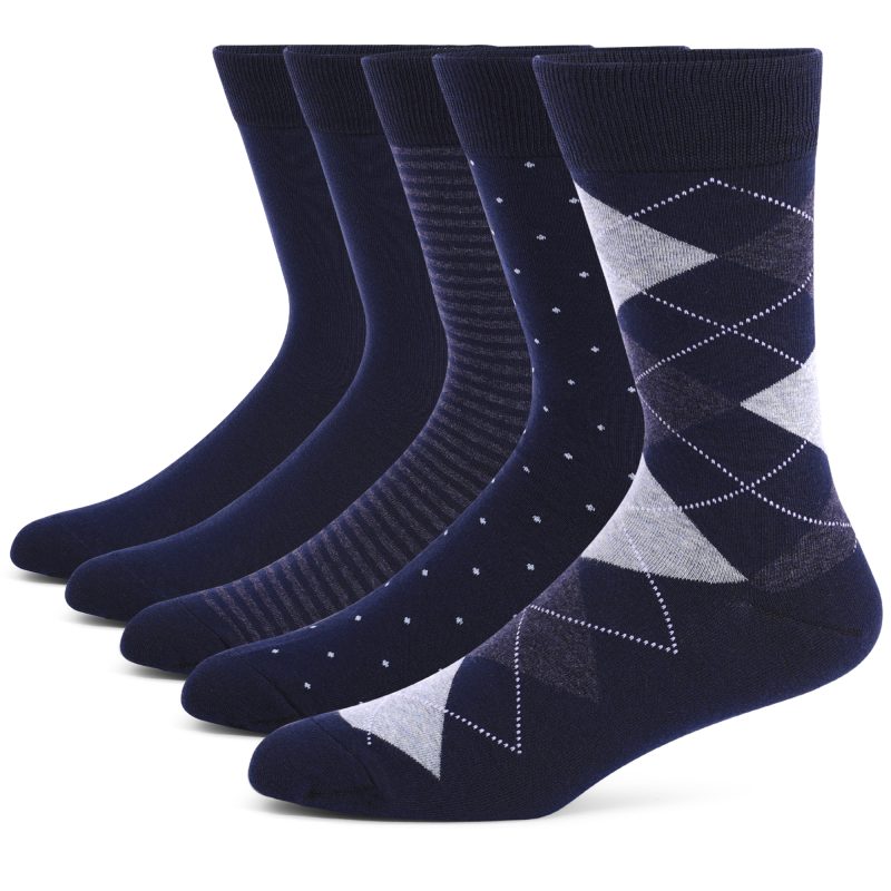 5 Pairs Mens Dress Socks stripe Plus Size，High Quality Combed Cotton Crew Socks，Black Cool Breathable Casual Socks for men - Image 10