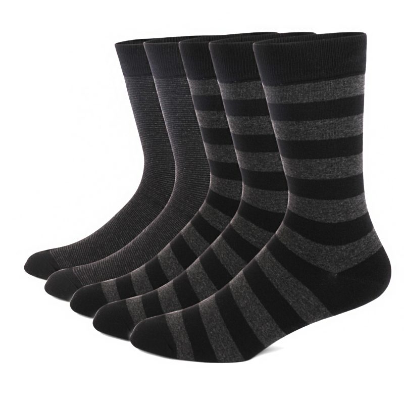 5 Pairs Mens Dress Socks Plus Size,High Quality Combed Cotton Crew Socks,Black Cool Argyle Breathable Casual Socks for men - Image 17