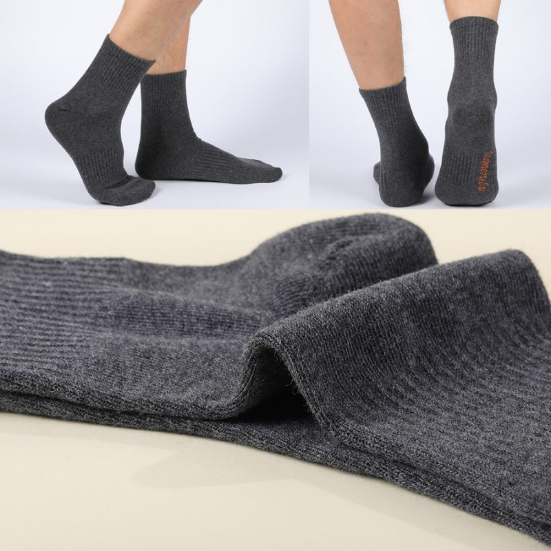 3 Pairs/Lot Mens Socks Dress Long Running Casual Thick Cotton Solid Outdoor Breathable Climbing Business Sock 3 Colors Male Gift - Image 2