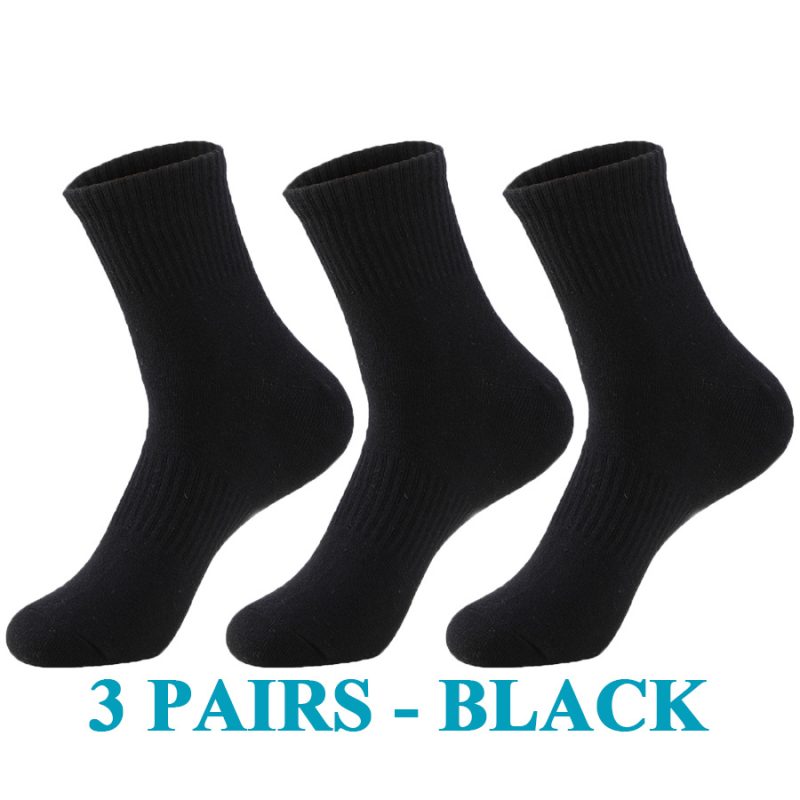 3 Pairs/Lot Mens Socks Dress Long Running Casual Thick Cotton Solid Outdoor Breathable Climbing Business Sock 3 Colors Male Gift - Image 7