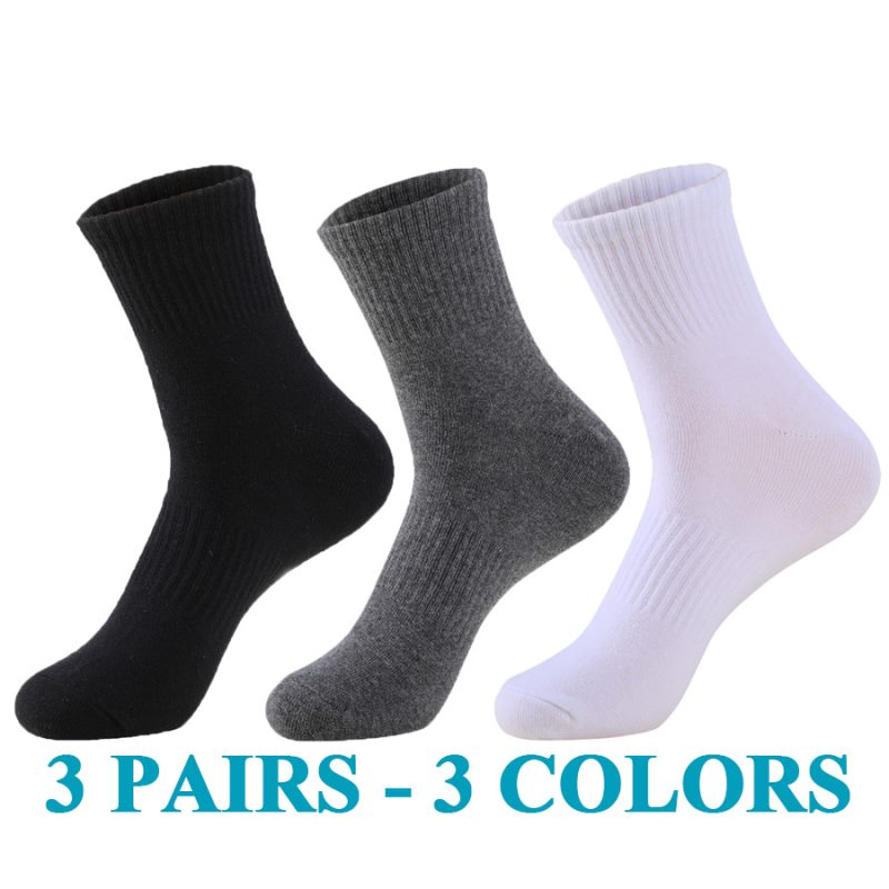 3 Pairs/Lot Mens Socks Dress Long Running Casual Thick Cotton Solid Outdoor Breathable Climbing Business Sock 3 Colors Male Gift - Image 8