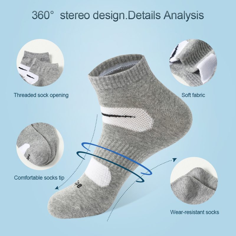 5 pairs Cotton Men Fashion Ankle Socks High Quality Elastic Mesh Breathable Male Sock Summer Deodorant Casual Mens Short Socks - Image 3