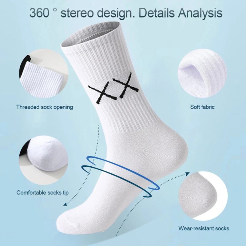 5Pairs/Lot Cotton Socks Men Soft Breathable Long Socks FASHION Solid Color deodorize white Socks Man Outdoor Sports Soccer Sock - Image 3
