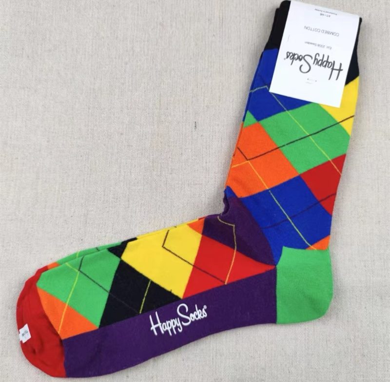 Happy Socks Men's Diamond Check Socks Four Seasons Pure Cotton Geometric Pattern Sports Socks Size 41-46 - Image 12
