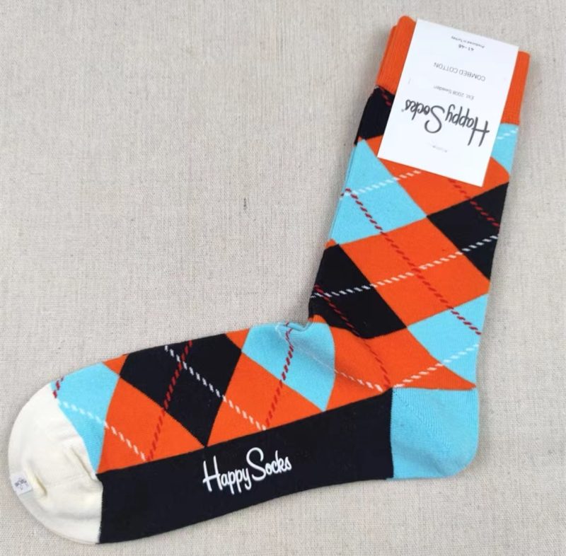 Happy Socks Men's Diamond Check Socks Four Seasons Pure Cotton Geometric Pattern Sports Socks Size 41-46 - Image 45