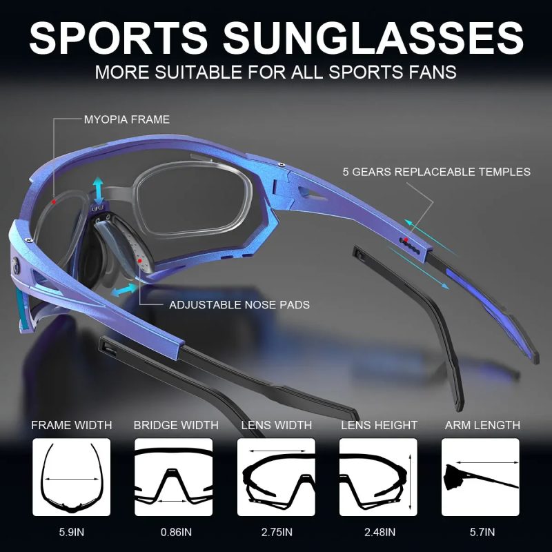 X-Tiger Polarized Cycling Glasses 5 Lens Blue Bicycle Glasses Outdoor Sport Men Sunglasses MTB Road Bike Cycling Goggles - Image 2