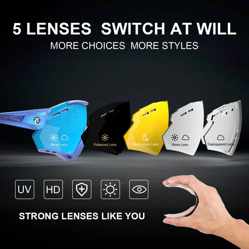 X-Tiger Polarized Cycling Glasses 5 Lens Blue Bicycle Glasses Outdoor Sport Men Sunglasses MTB Road Bike Cycling Goggles - Image 4