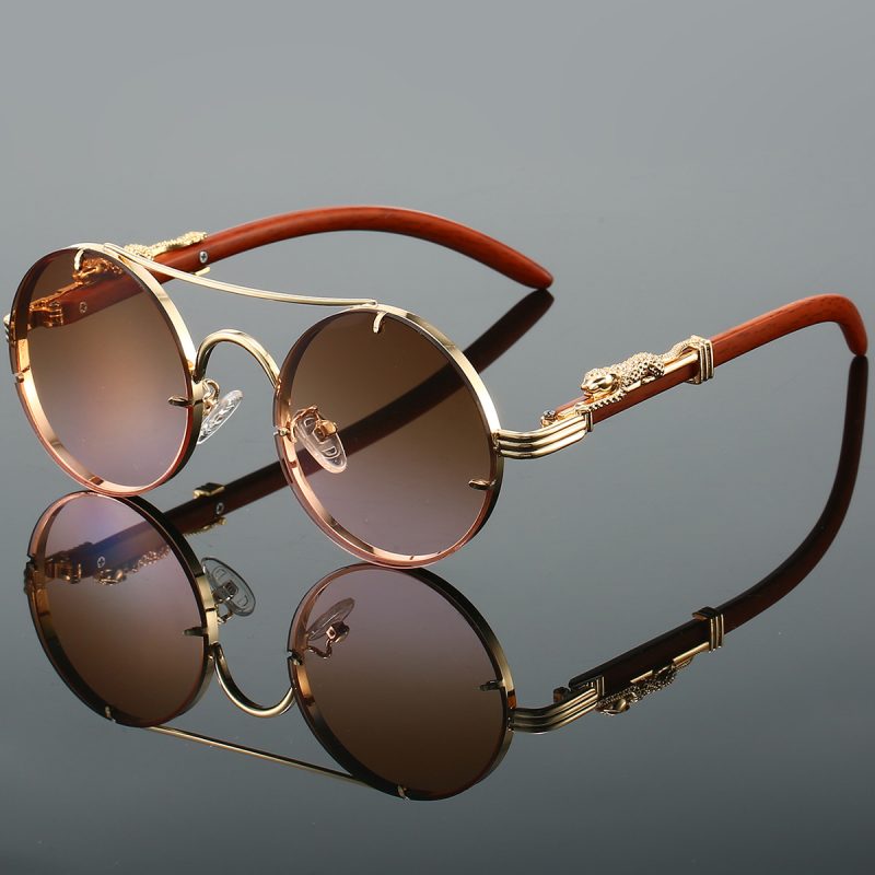 KAMMPT Retro Round Metal Sunglasses Fashion Pilot Gradient Driving Men's Shades Women Vintage Trendy Brand Design Sun Glasses