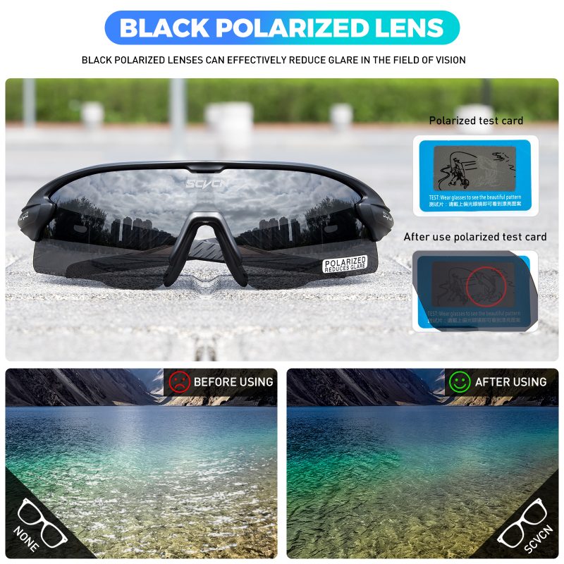 SCVCN Cycling Glasses HD High Contrast UV400 Polarized Cycling Glasses Men Women Sports Running Ski Mountain Sunglasses - Image 2