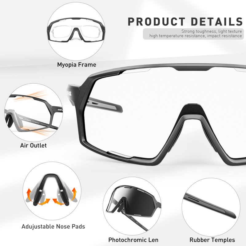 KAPVOE Photochromic Cycling Glasses Sports Sunglasses for Men Women UV400 Protection Bicycle MTB Mountain Bike Sunglasses - Image 4