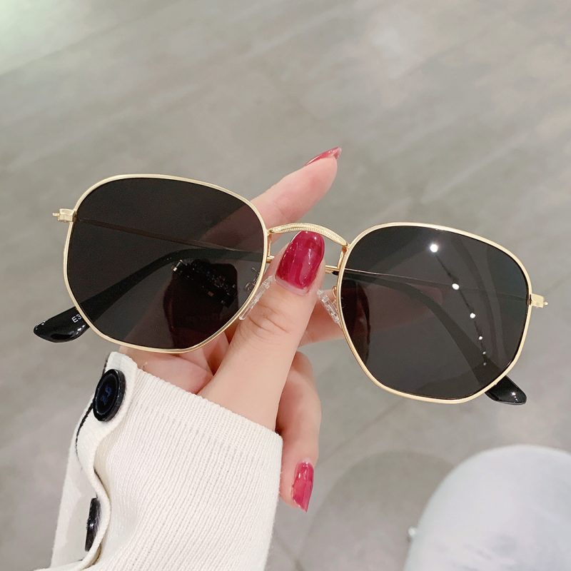 Men Sunglases Hexagon Sun glasses NEW Women Metal Frame Fishing Glasses Gold tea Eyewear lentes de sol hombre okulary UV400 - Image 3