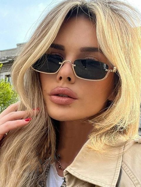 Fashion Small Square Women's Sunglasses Luxury Brand Metal Half Frame Sunglasses Woman Trend 2024 Vintage Black Pink Shades