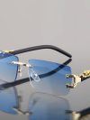 1 Pc Fashionable Women Men Sunglasses Frameless Rectangular Personalized Sunglasses for Daily Life Vintage Sun Glasses