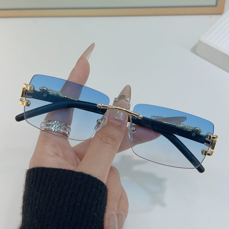 1 Pc Fashionable Women Men Sunglasses Frameless Rectangular Personalized Sunglasses for Daily Life Vintage Sun Glasses - Image 2