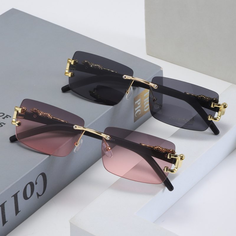 1 Pc Fashionable Women Men Sunglasses Frameless Rectangular Personalized Sunglasses for Daily Life Vintage Sun Glasses - Image 4