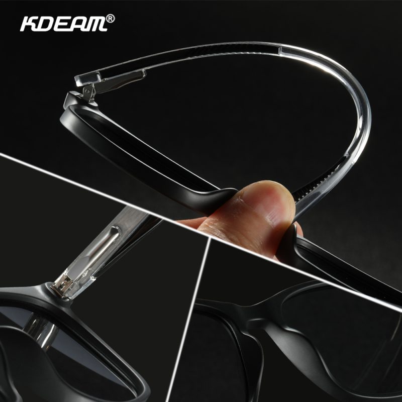 KDEAM Men's Square Sunglasses Polarized Lens TR90 Material Frame Spring Stainless Steel Hinges Fishing Sun Glasses KD393 - Image 3