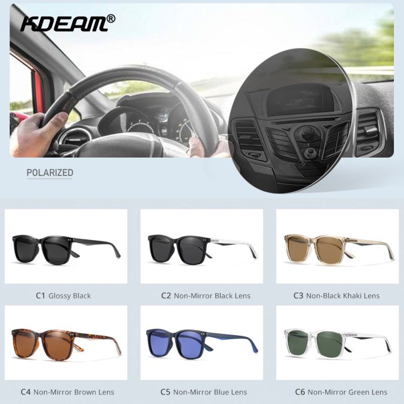 KDEAM Men's Square Sunglasses Polarized Lens TR90 Material Frame Spring Stainless Steel Hinges Fishing Sun Glasses KD393 - Image 5
