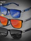 AIMISUV 3 Pieces Fashion Square Unisex Vintage Sunglasses for Men Women Driving Fishing Anti Glare Sun Glasses Male UV400