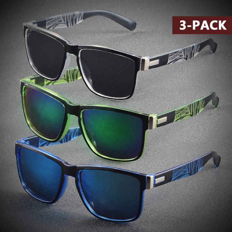 AIMISUV 3 Pieces Fashion Square Unisex Vintage Sunglasses for Men Women Driving Fishing Anti Glare Sun Glasses Male UV400 - Image 7